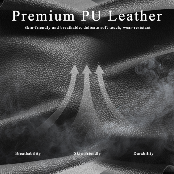 带袋装弹簧坐垫和脚凳的游戏椅，成人人体工学电脑椅，透气PU皮游戏椅，可调节头枕和腰部支撑办公桌椅-5