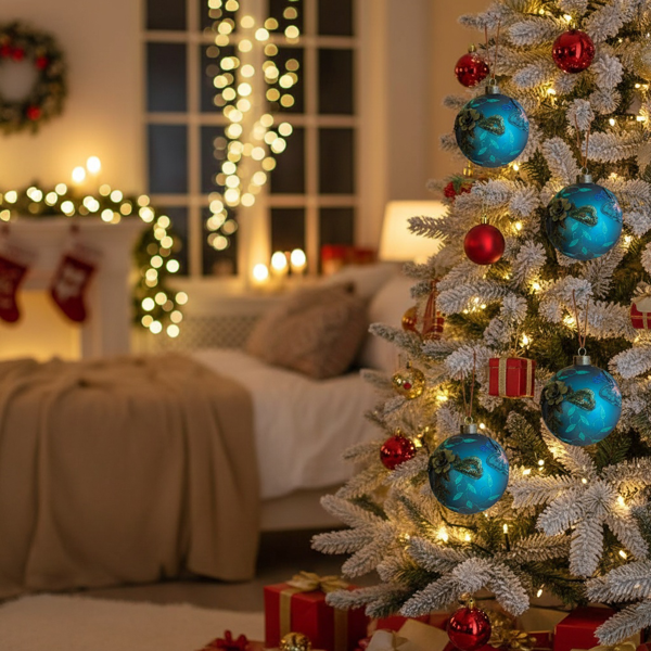 6件套3.9英寸圣诞球装饰品节日树装饰品玻璃吊球彩色装饰派对用品FBA发货-15