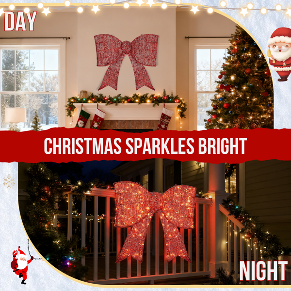 72*12*65cm 红色 蝴蝶结 绕线撒粉 124LED灯 暖白灯  圣诞灯饰经典元素 31V 3.6W 英规-8