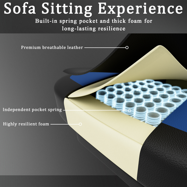 带袋装弹簧坐垫和脚凳的游戏椅，成人人体工学电脑椅，透气PU皮游戏椅，可调节头枕和腰部支撑办公桌椅-2