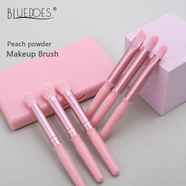 6pcs粉红色迷你化妆刷带镜子-便携眼刷套装+ 12PCS初学者化妆刷套装-粉末，设置，眼影，粉底刷，信封袋（禁售亚马逊平台）-5