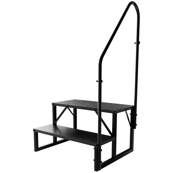 带扶手的房车踏板，两级梯式按摩浴缸踏板带扶手，便携式移动房屋楼梯，适用于第五轮房车的户外房车楼梯-1