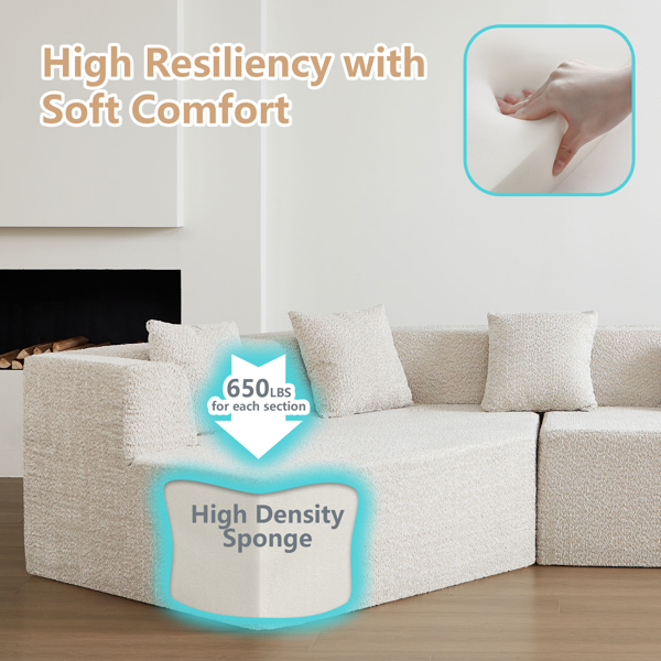 127.5'' Modern Minimalist Sofa With Deep Seat,No Assembly Needed-9