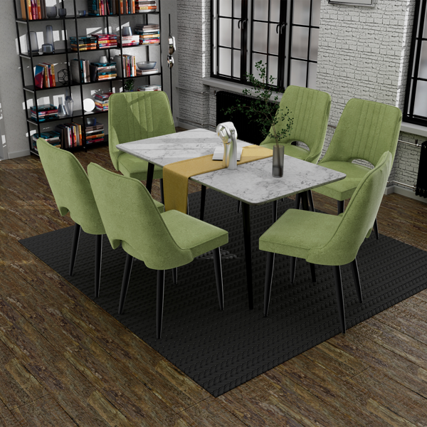 餐椅套装（4张），带靠背厨房椅，PU皮革材质，适用于客厅、休闲区及吧台的餐厅座椅-6