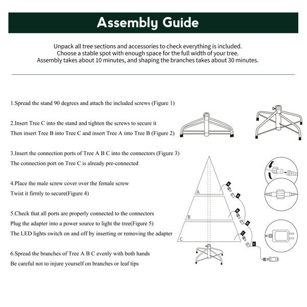 阿斯彭斯利姆冷杉6.5英尺预装灯人工圣诞树，配有3,250个树枝尖和867个低压暖色LED灯，可折叠底座和逼真的防火树枝-8