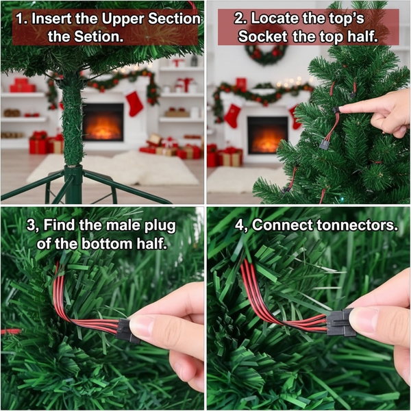 6英尺圣诞树配大星星预发光光纤人造植物树变色灯配金属支架全树家居节日派对装饰FBA发货-5