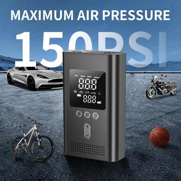 便携式汽车启动器带充气泵，150PSI数字轮胎充气泵，汽车电池启动器（9.0L汽油/6.5L柴油），安全夹具易于使用，圣诞节礼物-4