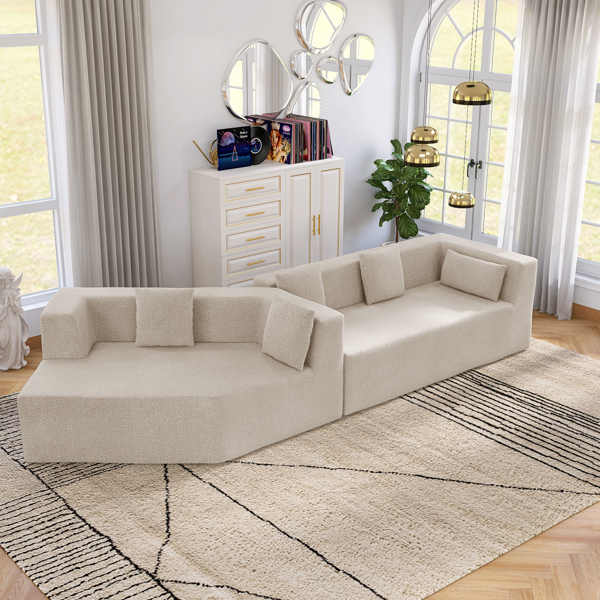 127.5'' Modern Minimalist Sofa With Deep Seat,No Assembly Needed-5