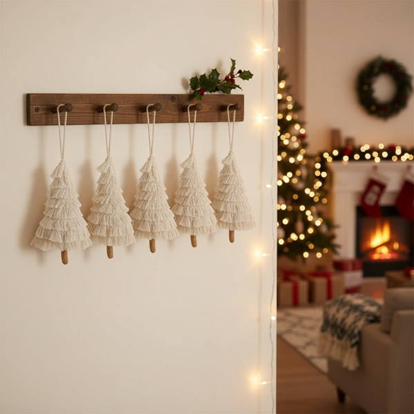 6件套圣诞树装饰品4.3x7.5英寸流苏树形悬挂装饰圣诞树装饰家居节日展示FBA发货-19