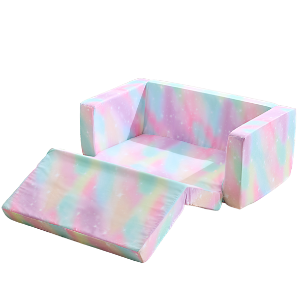 1pcs 全海绵 儿童双人折叠式沙发床 儿童沙发 喷绘 斜桃布 KS-002-5