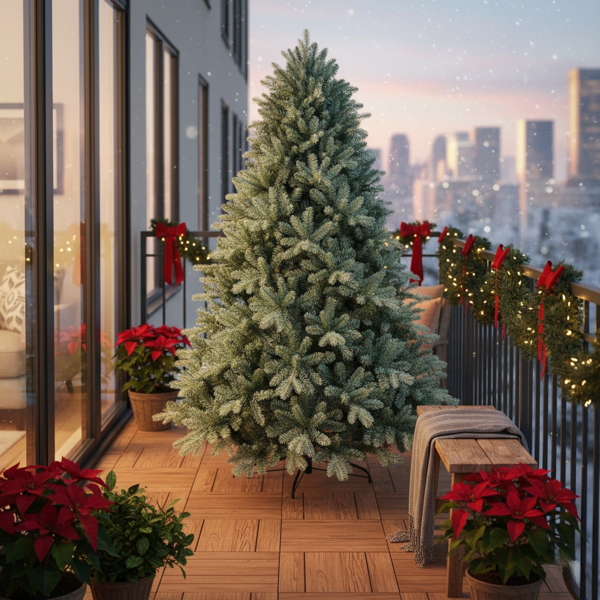 4英寸圣诞树592尖端枝头人造植物PVC蓝绿色树铰链树枝稳固支架全身快速组装节日派对装饰FBA发货-12