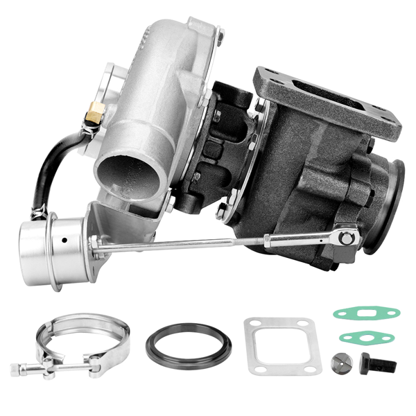 适用于T04E T3 .63涡轮增压器的涡轮增压器压缩机，420+马力，带内置废气旁通阀，V型夹扣式连接-5