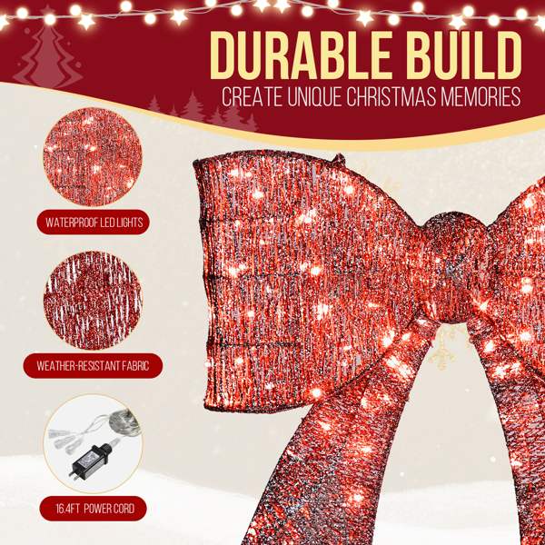 72*12*65cm 红色 蝴蝶结 绕线撒粉 124LED灯 暖白灯  圣诞灯饰经典元素 31V 3.6W 英规-10