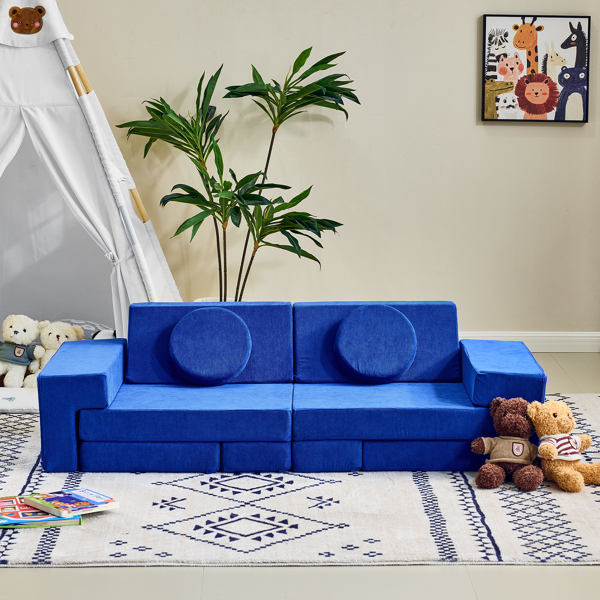 1pcs 全海绵 十四片模块设计 可自由组合 儿童沙发 蓝色 灯芯绒 KS-009-6