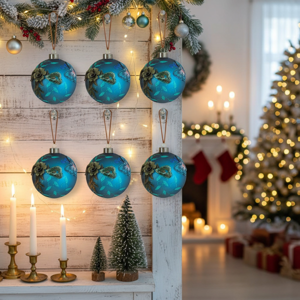 6件套3.9英寸圣诞球装饰品节日树装饰品玻璃吊球彩色装饰派对用品FBA发货-10