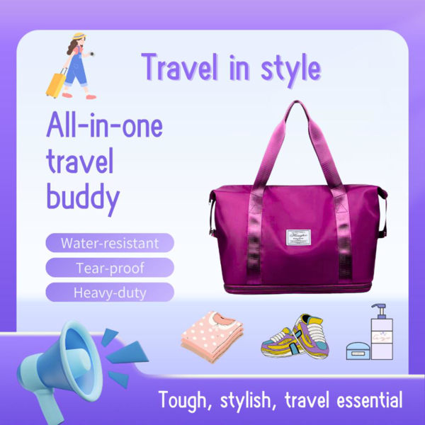 防水、便携、耐磨、大容量沙滩包旅行包-6