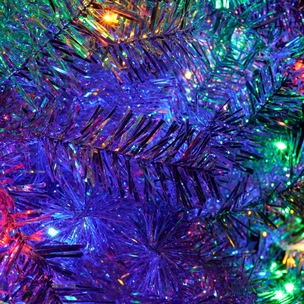 6 英尺银色预装灯饰人造圣诞树，铰链式全树，带金属支架，800 个树枝尖，300 个 LED 灯，11 种照明模式，适合室内和室外的节日装饰树--不支持self-pick up-7