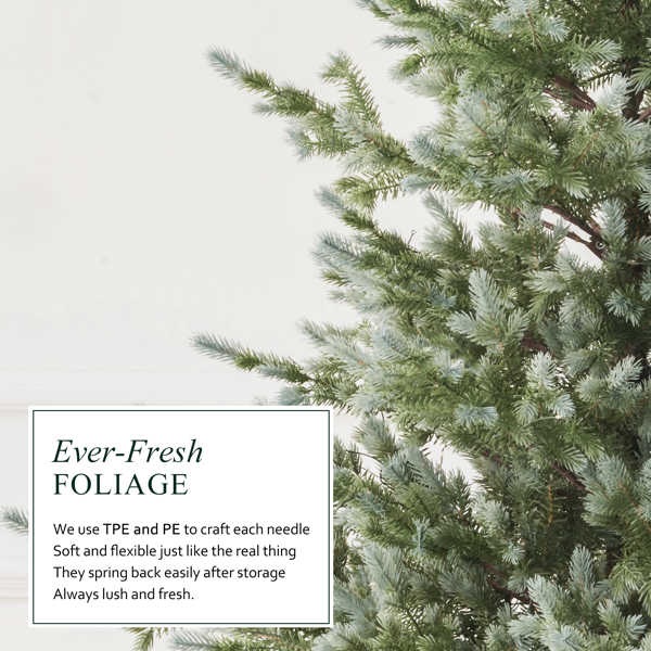 科罗拉多蓝云杉 6.5英尺圣诞树，预装灯饰，人造全树，拥有2,694根树枝尖和906颗低压暖色LED灯，折叠支架及逼真耐火树枝-3