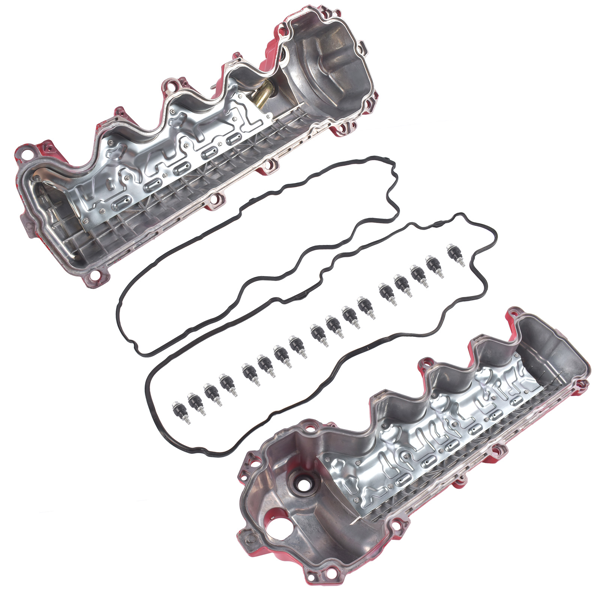 气门室盖 2PCS Red Aluminum Valve Covers Replacement for Ford F-150 F-250 F-350 Explorer Expedition Mustang 2005-2010-6