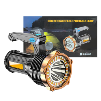 USB可充电LED手电筒探照灯工作灯8模式手电筒户外露营徒步手电筒(TK/TMEU下自提)