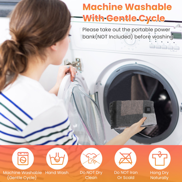 （物流随机发，自提可发加拿大）-加热颈围  暖感加热围巾，USB电源供电，3档温控模式，柔软亲肤可机洗，冬季露营/钓鱼必备-5