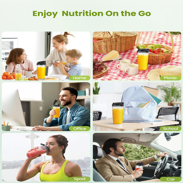 冰沙搅拌机，奶昔和冰沙个人搅拌机，带不含双酚A的便携式杯子，蛋白奶昔、婴儿食品、冷冻饮料小型榨汁机（亚马逊禁售）-7