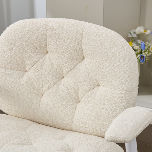 带翻转扶手的交叉腿椅、带轮子的交叉腿办公椅、适合女性的宽座椅舒适旋转椅、公寓、家庭、办公室的可调节化妆梳妆台椅、米色-9