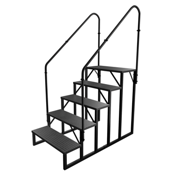 房车阶梯5级梯，房车防滑踏板，带扶手的按摩浴缸阶梯，660磅承重房车梯适用于第五轮房车，移动房屋阶梯