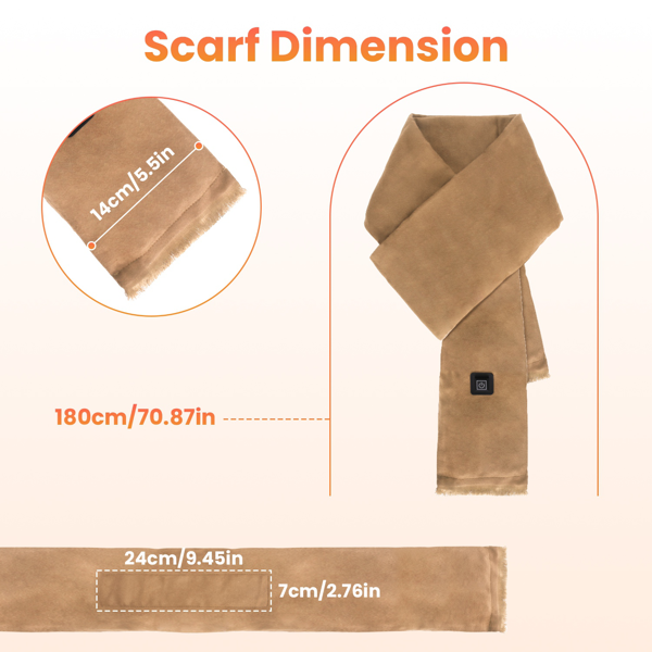 （物流随机发，自提可发加拿大）-加热颈围  暖感加热围巾，USB电源供电，3档温控模式，柔软亲肤可机洗，冬季露营/钓鱼必备-6