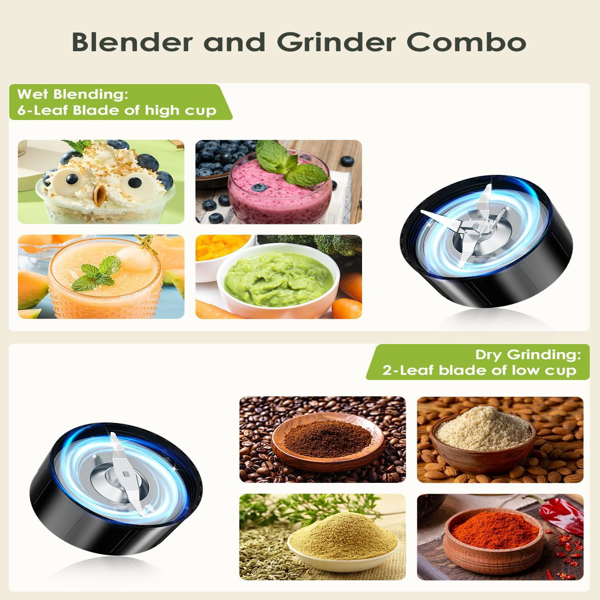 冰沙搅拌机，个人奶昔和冰沙搅拌机，厨房搅拌机和研磨机组合，带外带杯和盖子，适用于蛋白奶昔、婴儿食品和冷冻饮料（亚马逊禁售）-6