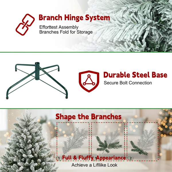 5英尺圣诞树配100个暖白色LED灯植绒铅笔人造植物263个尖端超薄PVC树金属支架节省空间易于组装派对装饰FBA发货-7