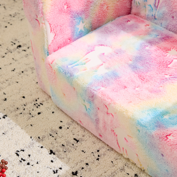 1pcs 全海绵 儿童单人折叠式沙发床 夜光 儿童沙发 粉色独角兽 法兰绒 KS-004-12