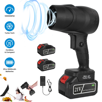 （物流随机发，自提可发加拿大）130000转/分钟无线迷你吹风机，1000W强劲电机搭载涡轮增压技术（550克风压/600克吹力），64毫米出风口设计，轻松清理重型碎屑
