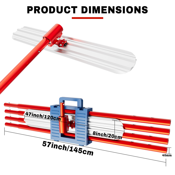 牛角抹子混凝土工具套装，48英寸×8英寸镁铝合金混凝土抹子配4个可组合手柄，带携带工具箱的混凝土牛角抹子，抹灰刀，混凝土收面专用牛角抹子套装-3