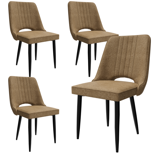 餐椅套装（4张），带靠背厨房椅，PU皮革材质，适用于客厅、休闲区及吧台的餐厅座椅-1