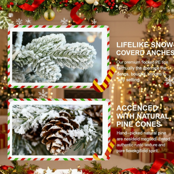 2英尺植绒圣诞树带花盆底座189尖端30个暖白色LED灯PE+PVC人造植物树枝带3个松果节日树桌面家居派对装饰FBA发货-5