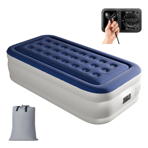 75*39*18in 植绒床面 PVC围带&底部 蓝色+白色 野营床垫 充气 带收纳袋 杯洞 美规插头 100kg-16