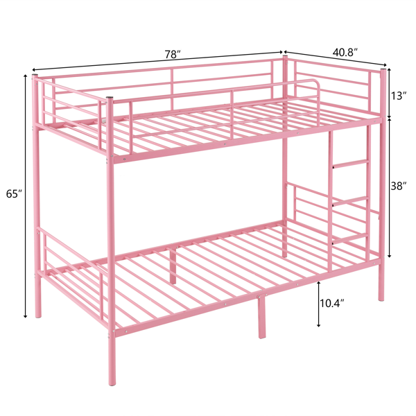 【同款编码：21202464】粉色 Twin 双层圆立柱横管护栏竖直梯 铁床 美国-18