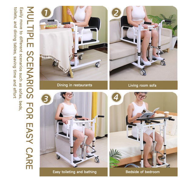 带180°分体式座椅和便盆的患者升降转移椅、浴室轮椅-10