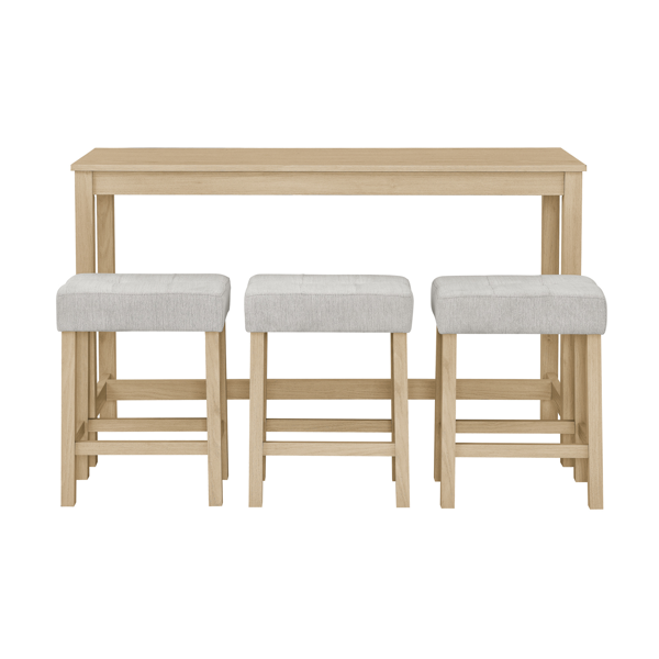 59 英寸吧台桌、餐桌、带电源插座的沙发桌、3 个软垫凳子、4 件套吧台桌椅套装，适用于客厅、餐厅、厨房-3