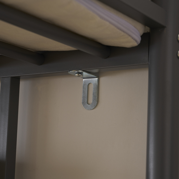 【同款编码：27723326】灰色 198*143*182cm Twin 高架床 带桌子 层架 铁床 美国-19