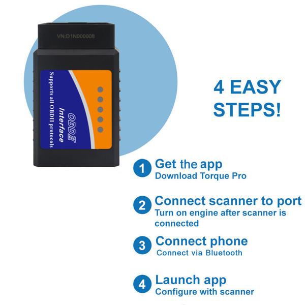 蓝牙OBDII OBD2汽车诊断扫描仪自动故障代码阅读器工具检测器(TK/TMEU下自提)-3