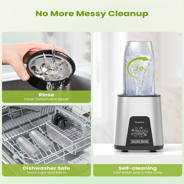 冰沙搅拌机，奶昔和冰沙个人搅拌机，带不含双酚A的便携式杯子，蛋白奶昔、婴儿食品、冷冻饮料小型榨汁机（亚马逊禁售）-6