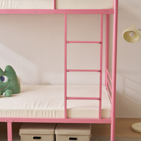 【同款编码：21202464】粉色 Twin 双层圆立柱横管护栏竖直梯 铁床 美国-7
