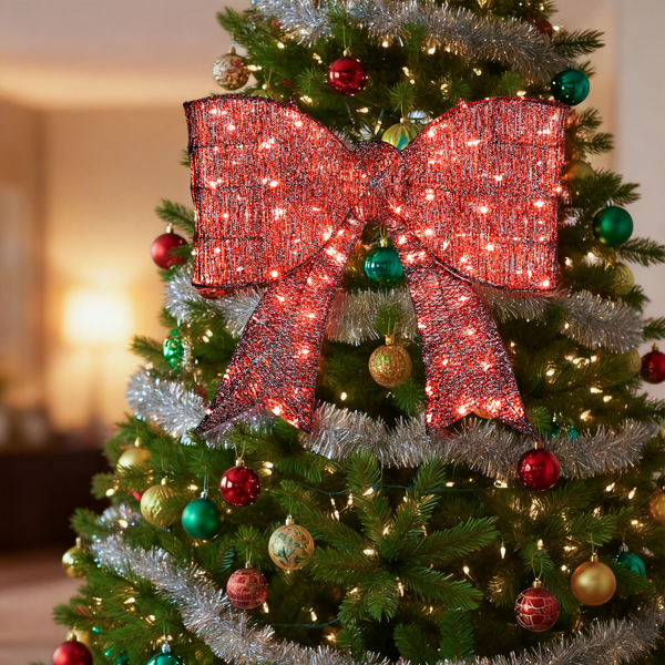 72*12*65cm 红色 蝴蝶结 绕线撒粉 124LED灯 暖白灯  圣诞灯饰经典元素 31V 3.6W 英规-13