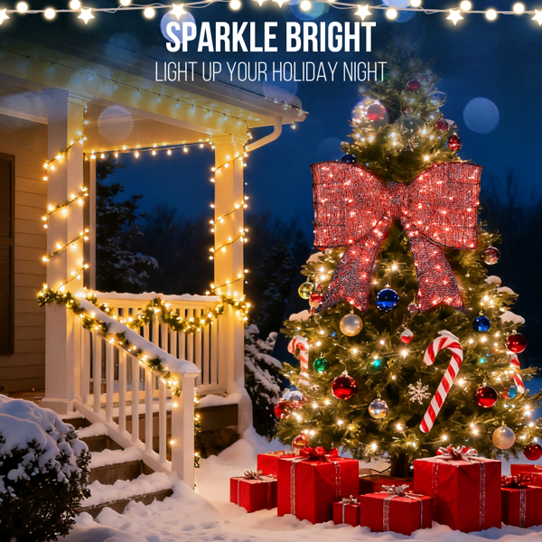 72*12*65cm 红色 蝴蝶结 绕线撒粉 124LED灯 暖白灯  圣诞灯饰经典元素 31V 3.6W 英规-12