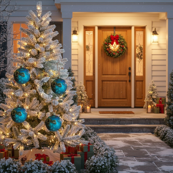 6件套3.9英寸圣诞球装饰品节日树装饰品玻璃吊球彩色装饰派对用品FBA发货-2