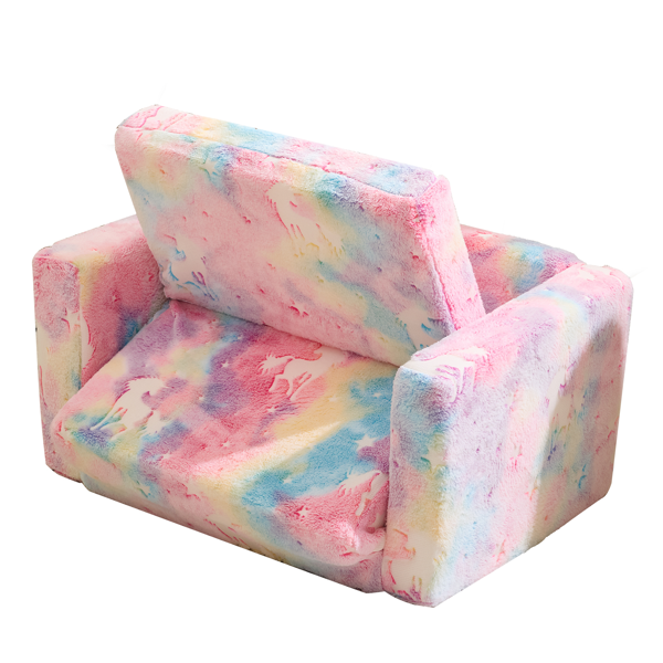 1pcs 全海绵 儿童单人折叠式沙发床 夜光 儿童沙发 粉色独角兽 法兰绒 KS-004-7