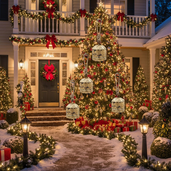 4件套圣诞钟装饰品4.5x6.1“铁制悬挂装饰品节日派对树装饰品FBA发货-2