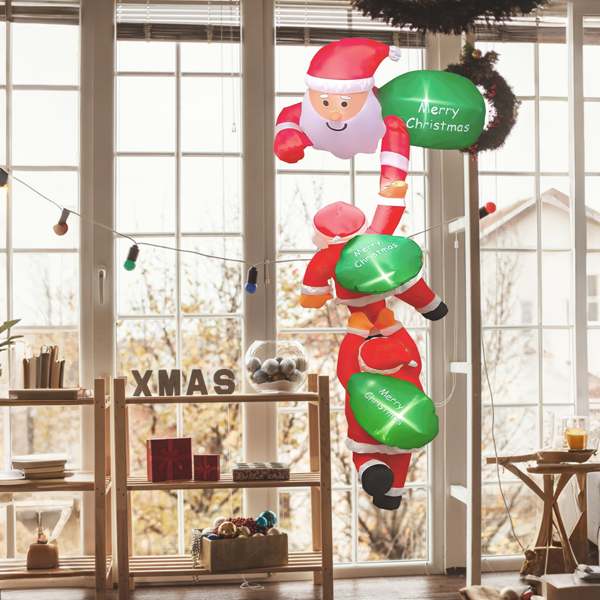 （物流随机发，自提可发加拿大）-8英尺巨型充气圣诞老人附6盏LED灯 - 3款圣诞老人造型 + 3块“圣诞快乐”标牌，快速插电充气，防水材质，配4个吸盘及6根绳索，适用于室内外圣诞装饰-2